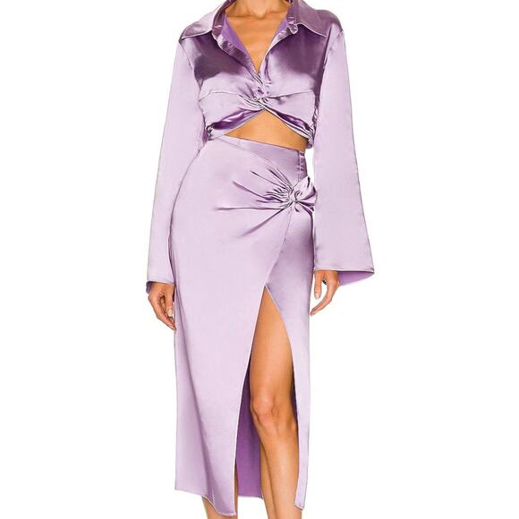 L'Academie Revolve Armina Skirt Purple Front Wrap Size Small NWT - Picture 1 of 10